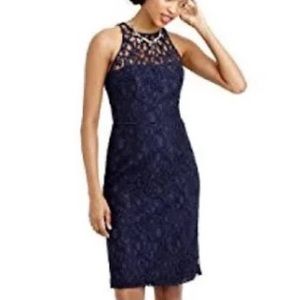 J Crew Pamela Leaver Lace Dress in Navy Blue